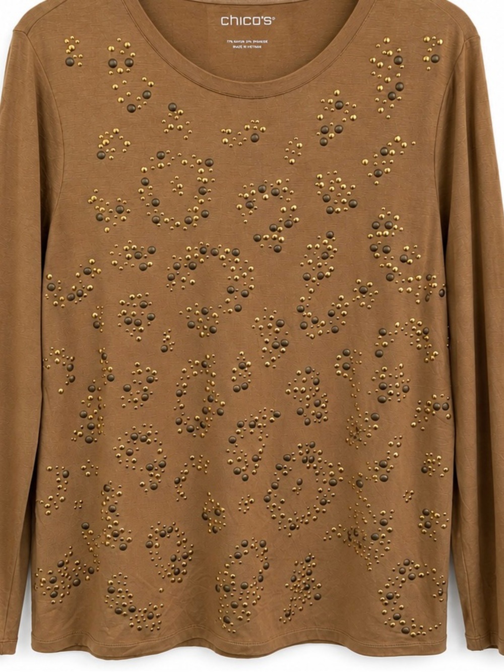 Chico's Touch of Cool™  Soft studded Embellished Leopard Layering Tee 3